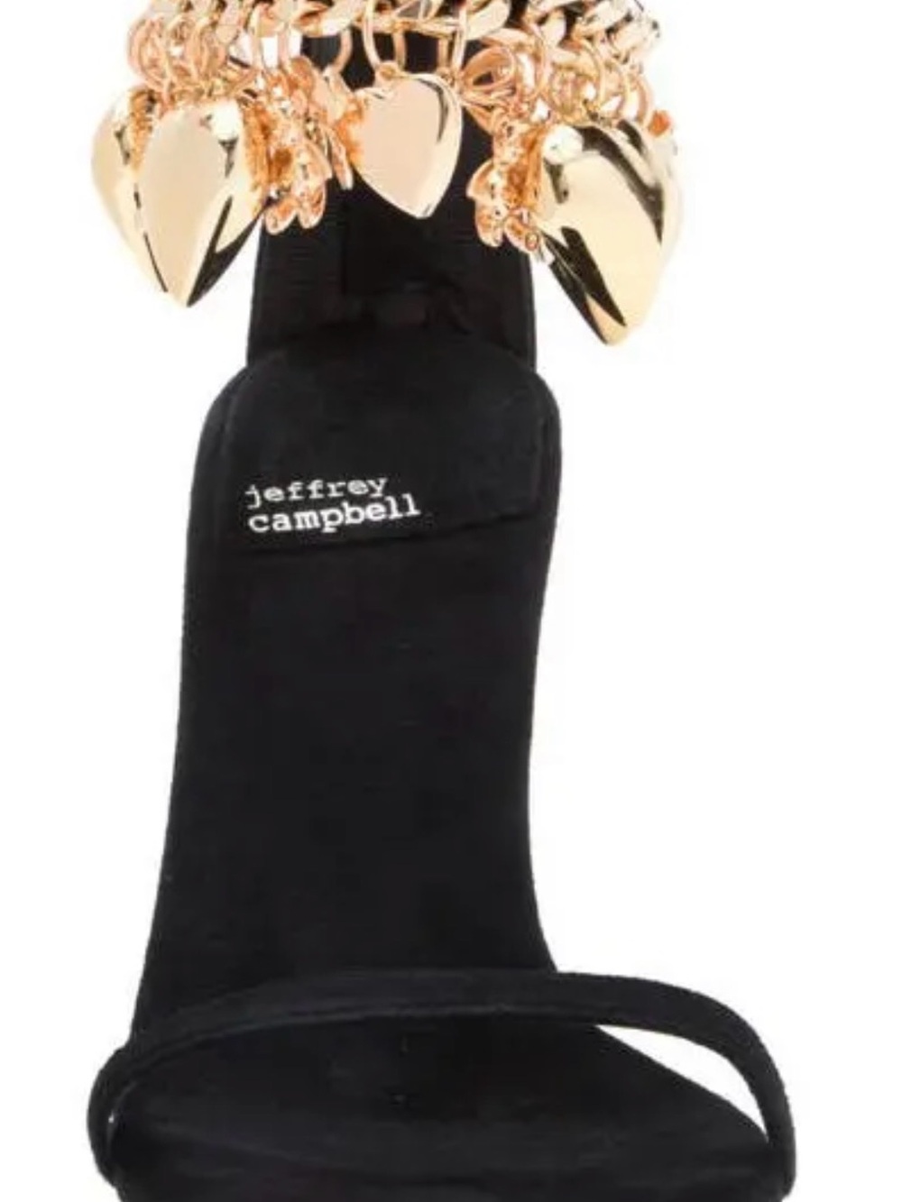 Jeffrey Campbell Black Suede Sandals with Gold Heart Charms - Picture 6 of 12